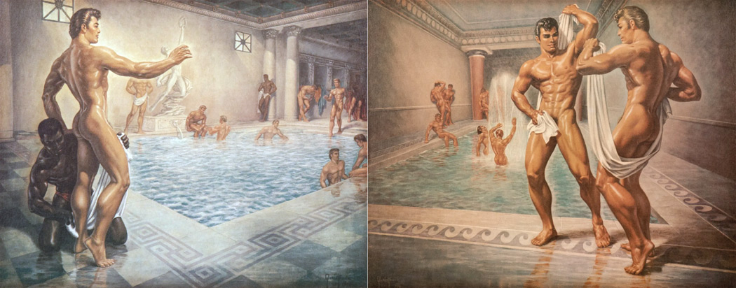 Quaintance-lithographs-spartan-soldiers-bathing-and-baths-of-ancient-rome